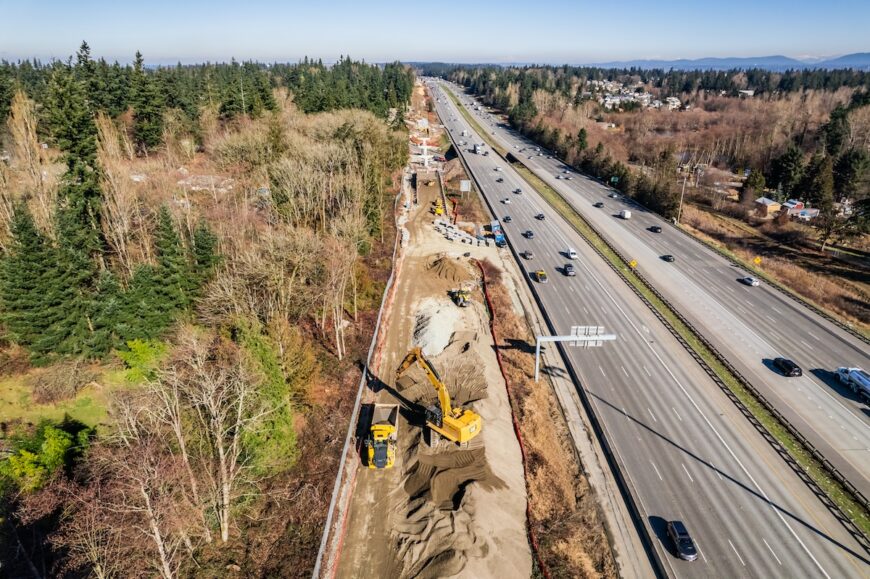 F200 aerial view of construction along side of I5