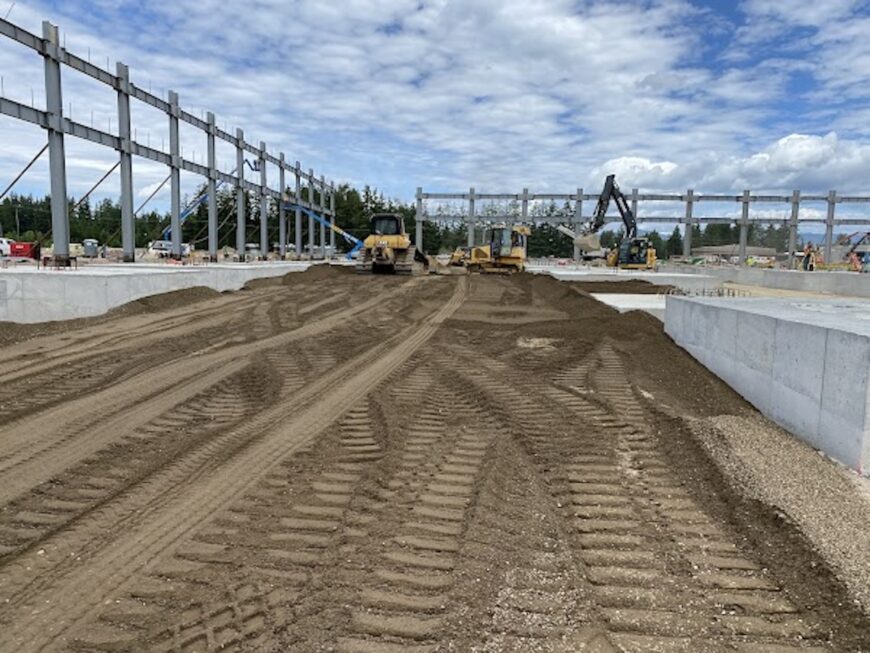 Project Roxy steel exterior beams and grading