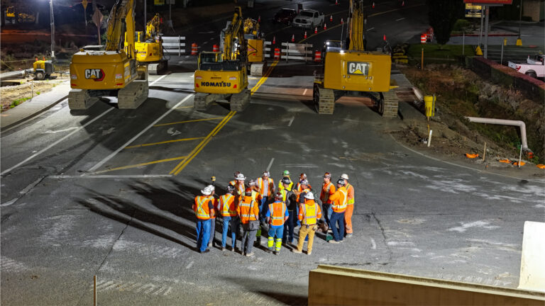 B2R Crews having a safety meeting before their night shift starts