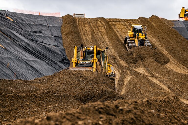 Dozers moving earth